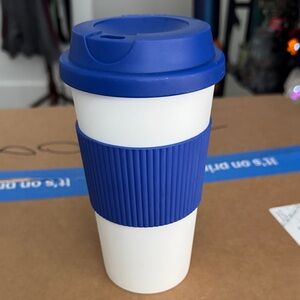 Blue and White Travel Mug